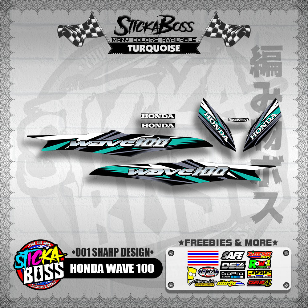 HONDA WAVE 100 DECALS ( 001 SHARP DESIGN )【WITH FREEBIES】
