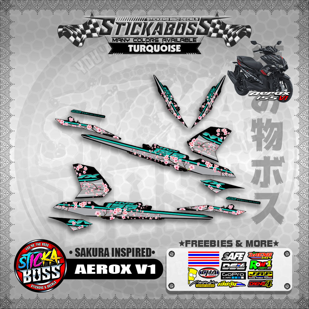 AEROX V1 STICKER DECALS ( SAKURA INSPIRED )【WITH FREEBIES】
