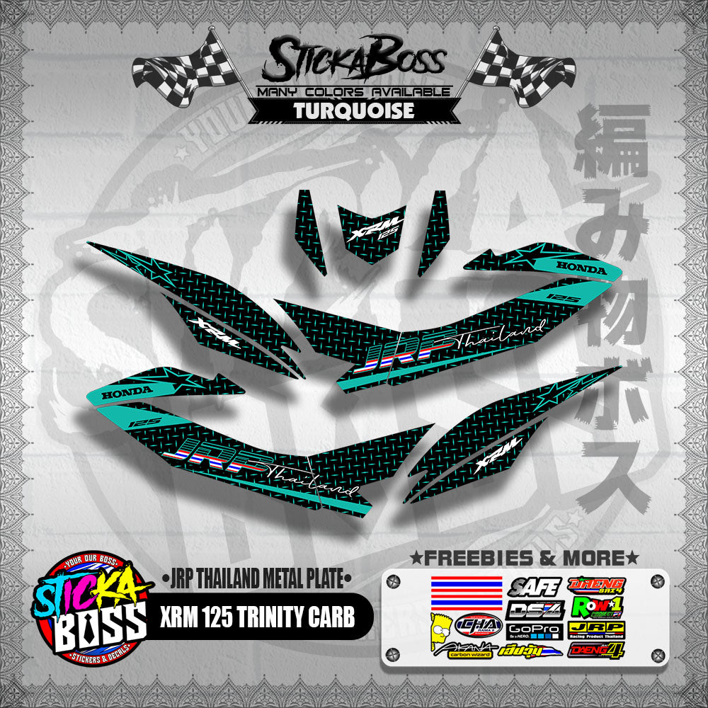 XRM 125 TRINITY CARB DECALS ( JRP THAILAND METAL PLATE )【WITH FREEBIES】