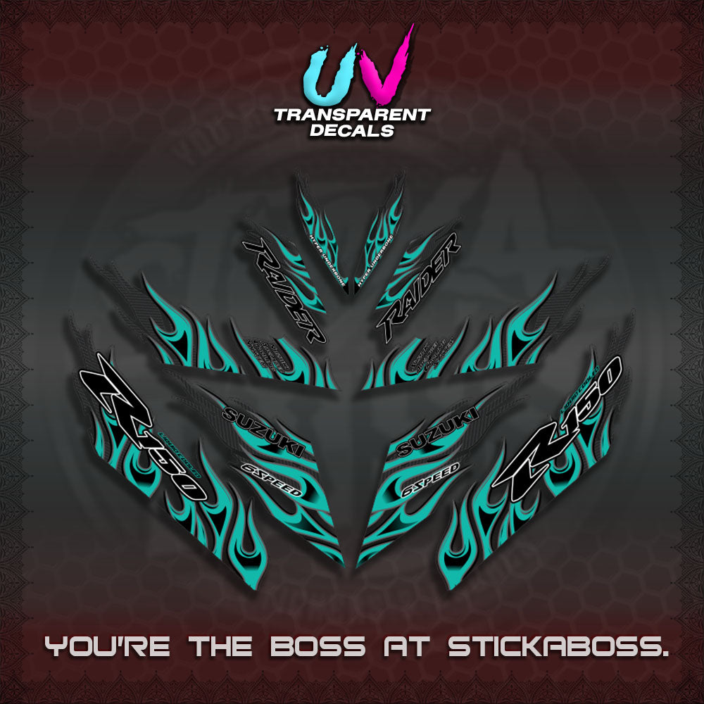 【PREMIUM UV PRINT】TRANSPARENT RAIDER 150 Fi DECALS(API TERBARU VIRAL ELEGAN)STICKER By STICKABOSS