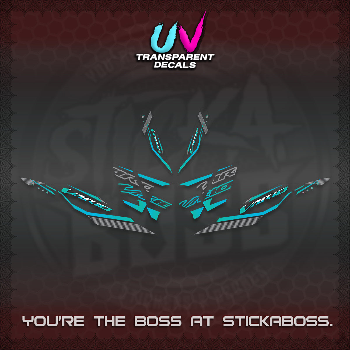 CLICK 125 V4 VARIO UV TRANSPARENT DECALS (2026 WHITE EDITION DESIGN) STICKER KITS By STICKABOSS
