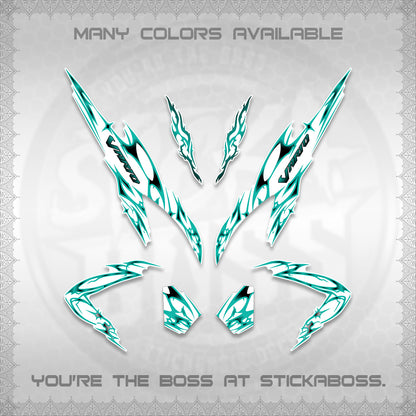 CLICK 125 V2 VARIO FOR WHITE DECALS (2026 TRIBAL LIGHTNING DESIGN) STICKER KITS BY STICKABOSS