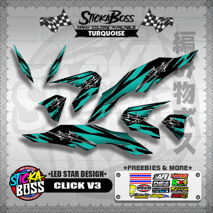 CLICK V3 DECALS ( LED STAR DESIGN )【WITH FREEBIES】