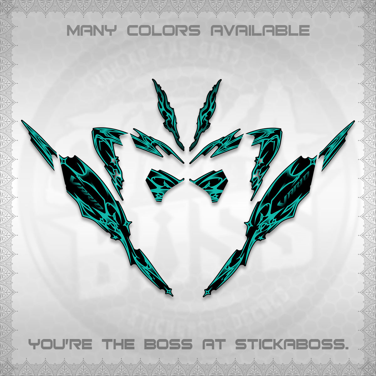CLICK 125 V4 VARIO DECALS (2026 TRIBAL LIGHTNING DESIGN) STICKER KITS BY STICKABOSS