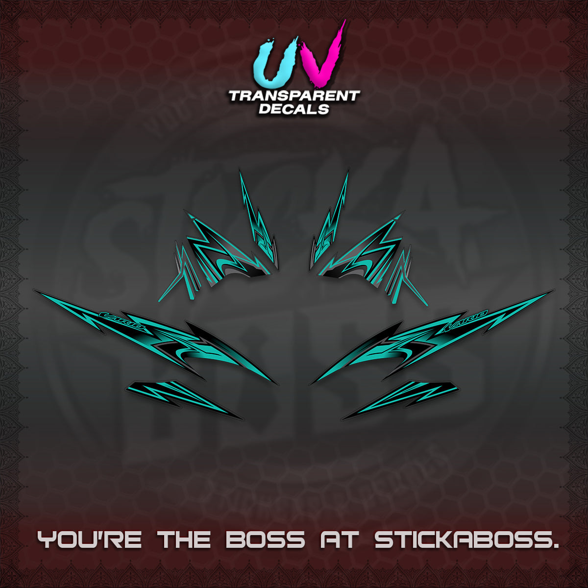 CLICK V4 VARIO UV TRANSPARENT DECALS (2026 SHARP SPIKEY DESIGN) STICKER KITS BY STICKABOSS