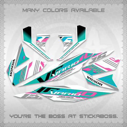 CLICK 125 V4 MALAY VARIO FOR WHITE DECALS (2026 VV12 DESIGN) STICKER KITS BY STICKABOSS