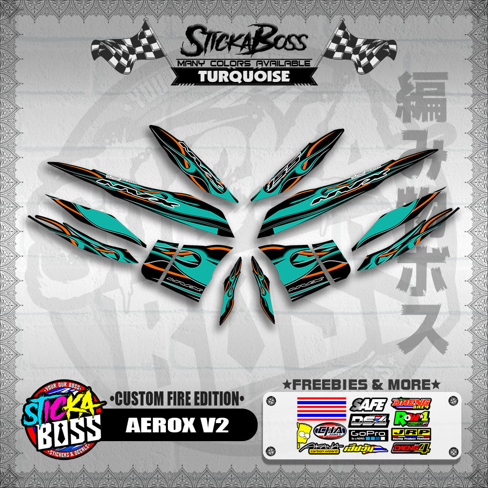 AEROX V2 DECALS ( CUSTOM FIRE EDITION )【WITH FREEBIES】
