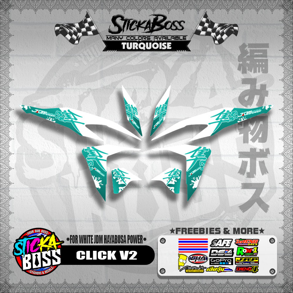 CLICK V2 DECALS ( FOR WHITE JDM HAYABUSA POWER ) [ PREMIUM GLOSSY LAMINATED ]【WITH FREEBIES】