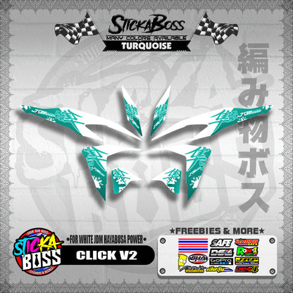 CLICK V2 DECALS ( FOR WHITE JDM HAYABUSA POWER ) [ PREMIUM GLOSSY LAMINATED ]【WITH FREEBIES】