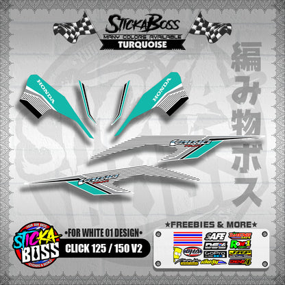 CLICK 125 / 150 V2 DECALS ( FOR WHITE 01 DESIGN )【WITH FREEBIES】
