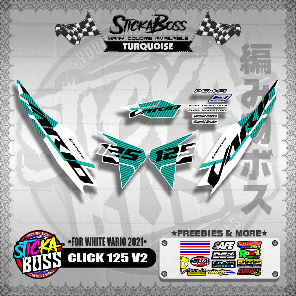 CLICK 125 V2 DECALS ( FOR WHITE VARIO 2021 )【WITH FREEBIES】