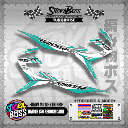 RAIDER 150 REBORN CARB DECALS ( BMW MOTIF STRIPES )【WITH FREEBIES】
