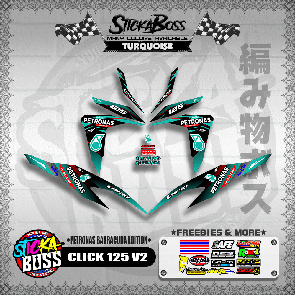 CLICK 125 V2 DECALS ( PETRONAS BARRACUDA EDITION )【WITH FREEBIES】