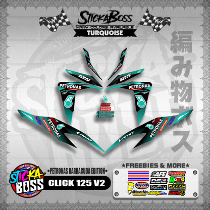 CLICK 125 V2 DECALS ( PETRONAS BARRACUDA EDITION )【WITH FREEBIES】