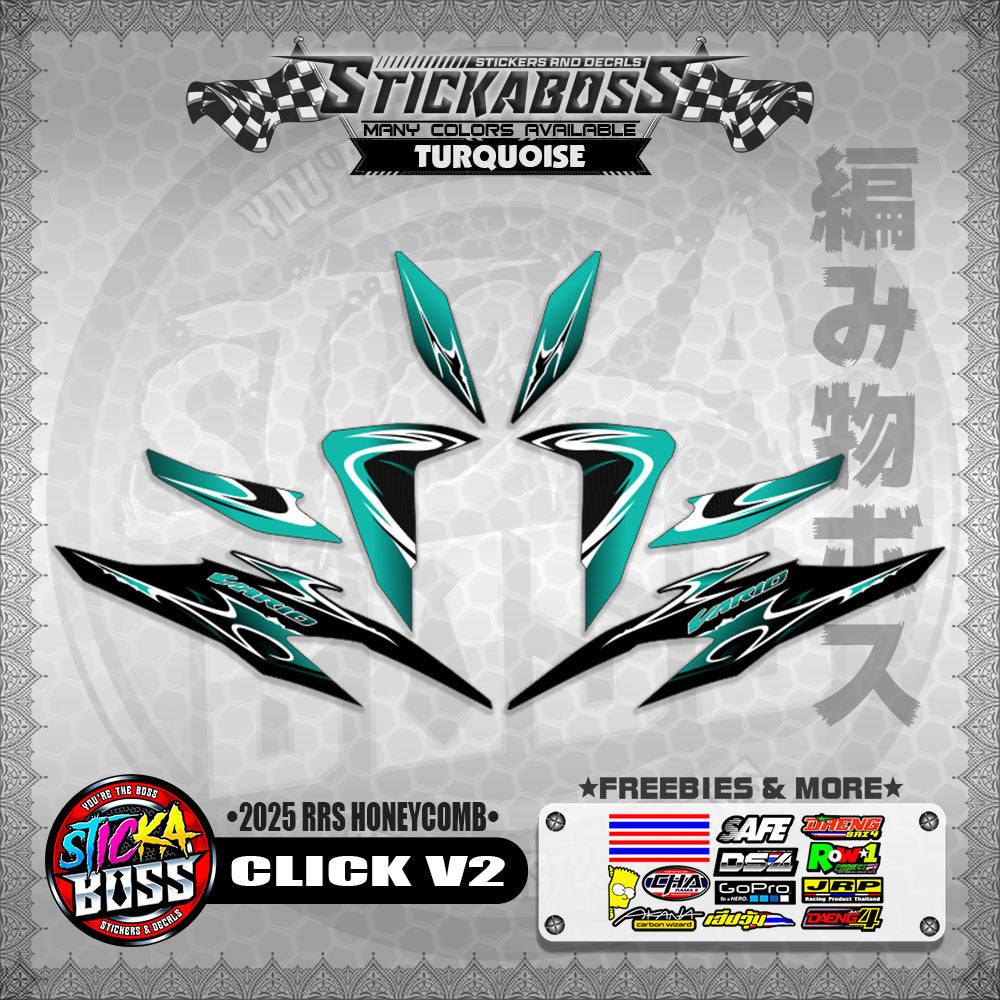 CLICK V2 INDO STICKER DECALS ( 2025 RRS HONEYCOMB )【WITH FREEBIES】