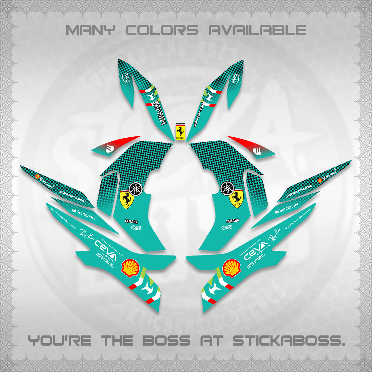 AEROX V2 DECALS (2026 HORSE RACE DESIGN) STICKER DECALS By STICKABOSS