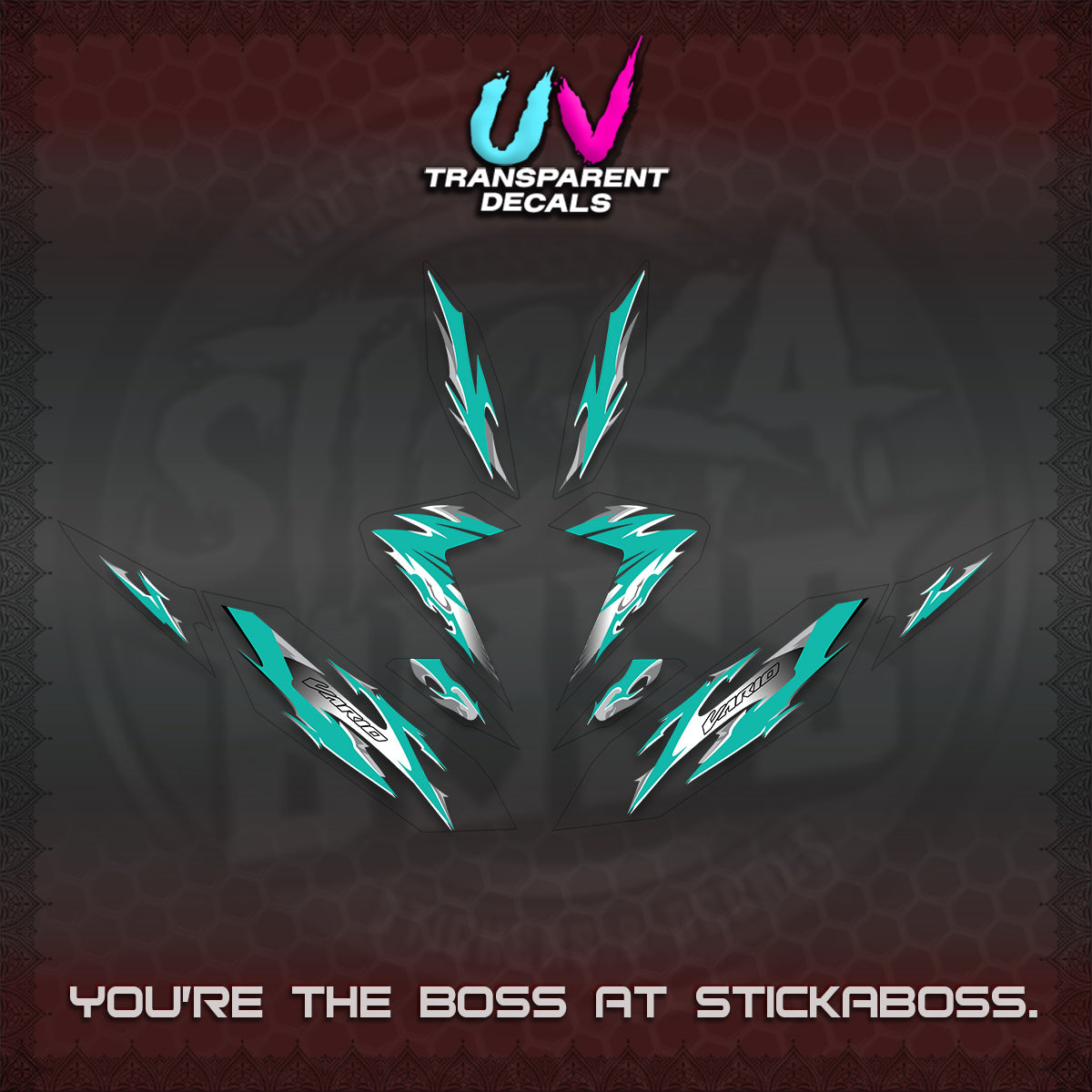 CLICK 125 V4 VARIO UV TRANSPARENT DECALS (2026 MODERN TRIBAL DESIGN) STICKER KITS By STICKABOSS