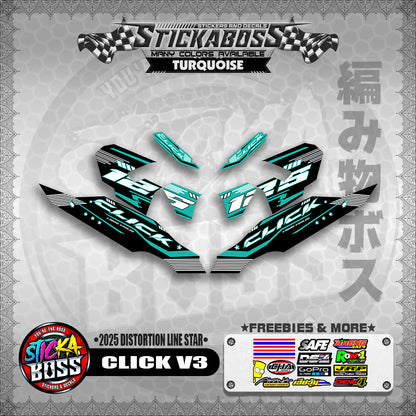 CLICK V3 STICKER DECALS ( 2025 DISTORTION LINE STAR  )【WITH FREEBIES】