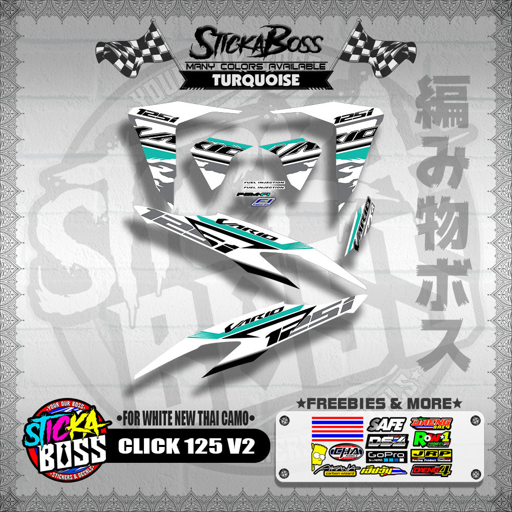 CLICK 125 V2 DECALS ( FOR WHITE NEW THAI CAMO ) WITH FREEBIES】