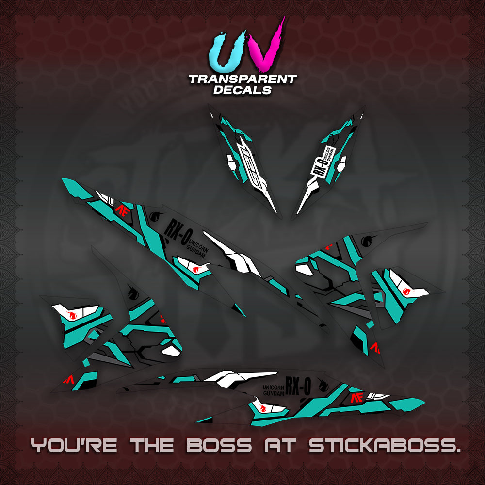 CLICK V2 UV TRANSPARENT VARIO DECALS (RX-O UNICORN GD)STICKER DECALS By STICKABOSS