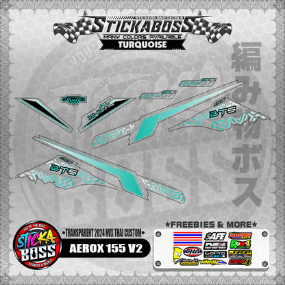【PREMIUM UV PRINT】TRANSPARENT AEROX 155 V2 DECALS ( 2024 NVX THAI CUSTOM )【WITH FREEBIES】