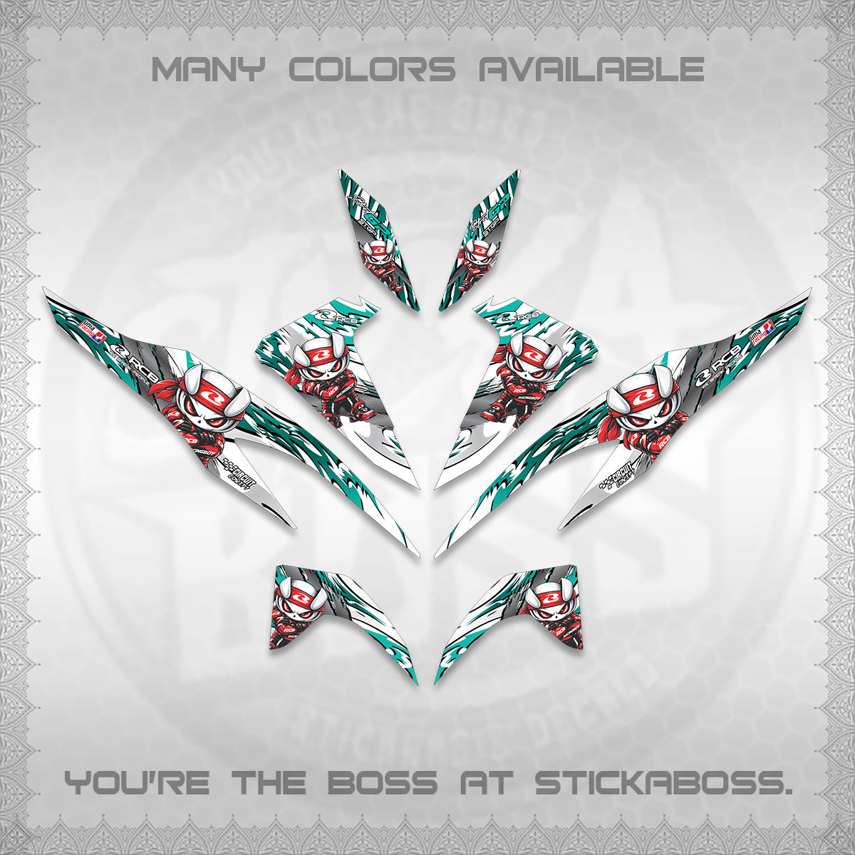 CLICK 125 V2 FOR WHITE DECALS (2026 NEW RCB 2.0 DESIGN) STICKER KITS BY STICKABOSS