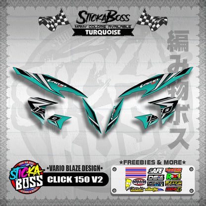 CLICK 150 V2 DECALS ( VARIO BLAZE DESIGN )【WITH FREEBIES】