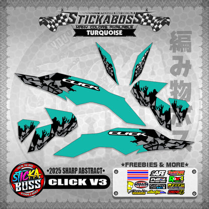 CLICK V3 INDO STICKER DECALS ( 2025 SHARP ABSTRACT  )【WITH FREEBIES】