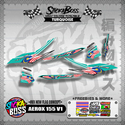 AEROX 155 V1 MALAYSIAN DECALS ( NVX NEW FLAG CONCEPT )【WITH FREEBIES】