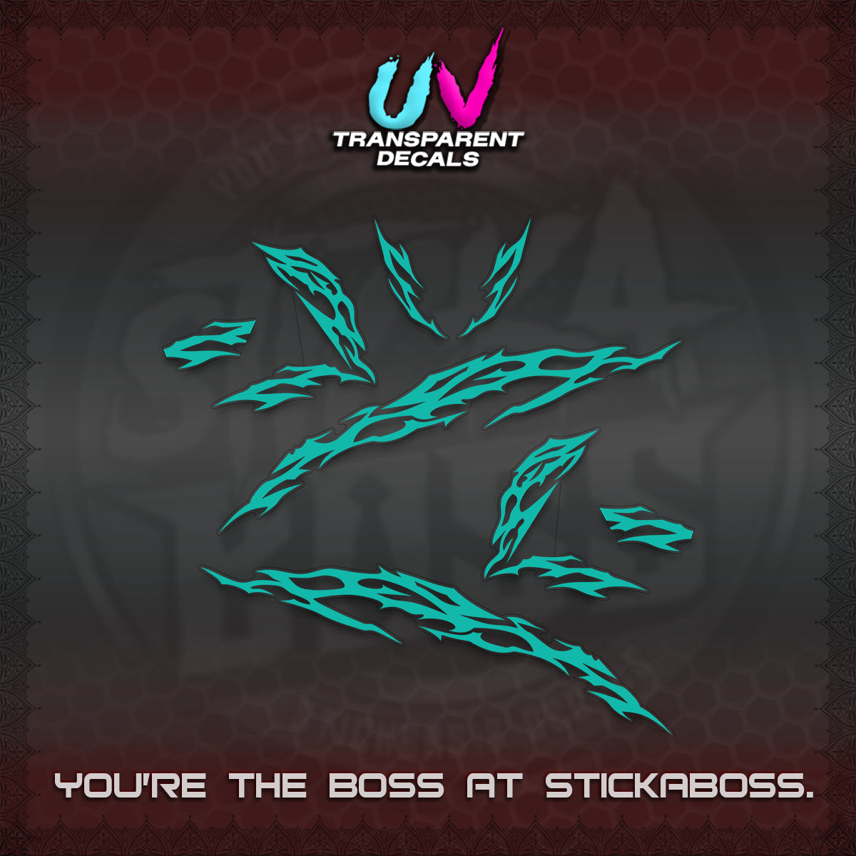 CLICK 125 V3 UV TRANSPARENT DECALS (2026 TRIBAL LIGHTNING DESIGN) STICKER KITS BY STICKABOSS