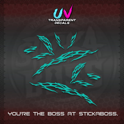 CLICK 125 V3 UV TRANSPARENT DECALS (2026 TRIBAL LIGHTNING DESIGN) STICKER KITS BY STICKABOSS