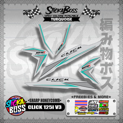 CLICK 125i V3 DECALS ( SHARP HONEYCOMB )【WITH FREEBIES】