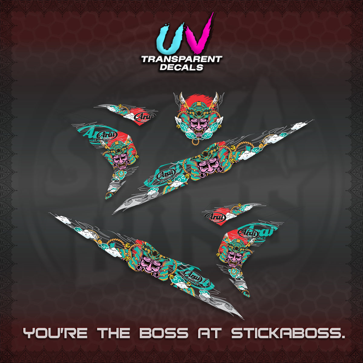 BEAT FI V2 INDO UV TRANSPARENT DECALS (2026 NEW SAMURAI MOTIF) STICKER KITS BY STICKABOSS