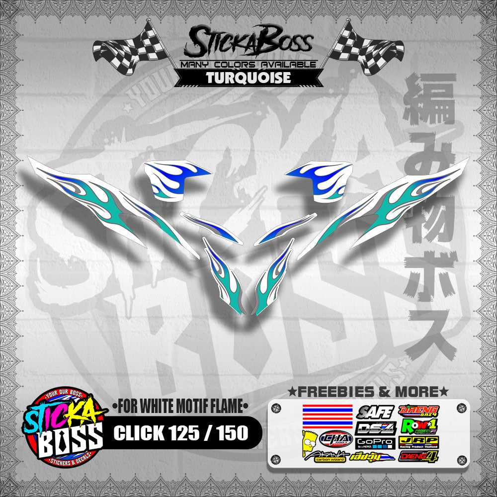 CLICK 125 / 150 V2 DECALS ( FOR WHITE MOTIF FLAME )【WITH FREEBIES】