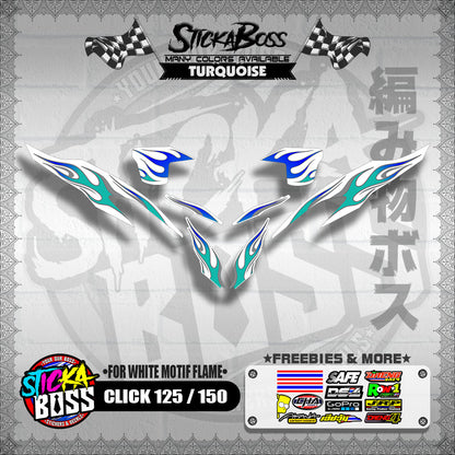 CLICK 125 / 150 V2 DECALS ( FOR WHITE MOTIF FLAME )【WITH FREEBIES】