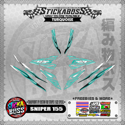 [ PREMIUM UV PRINT ] TRANSPARENT SNIPER 155 STICKER DECALS ( API CUSTOM FIRE STRIPES Y16ZR SPECIAL )