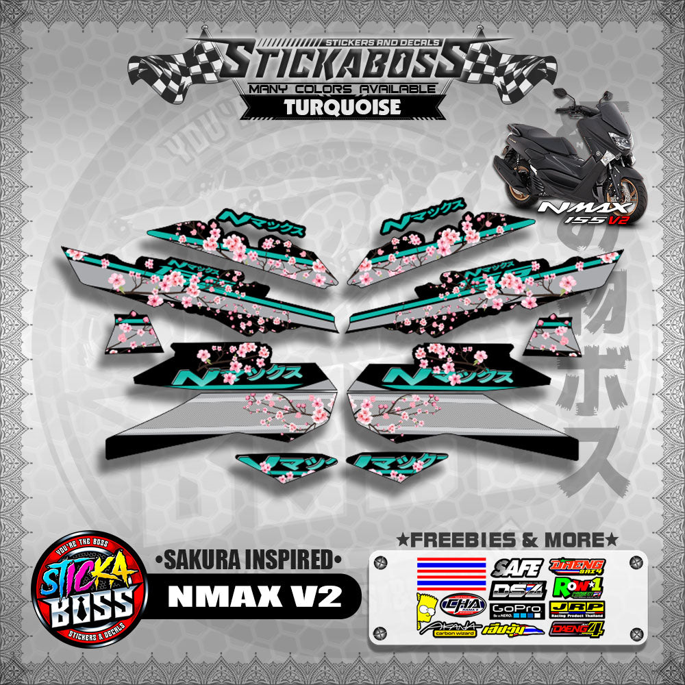 NMAX V2 STICKER DECALS ( SAKURA INSPIRED )【WITH FREEBIES】