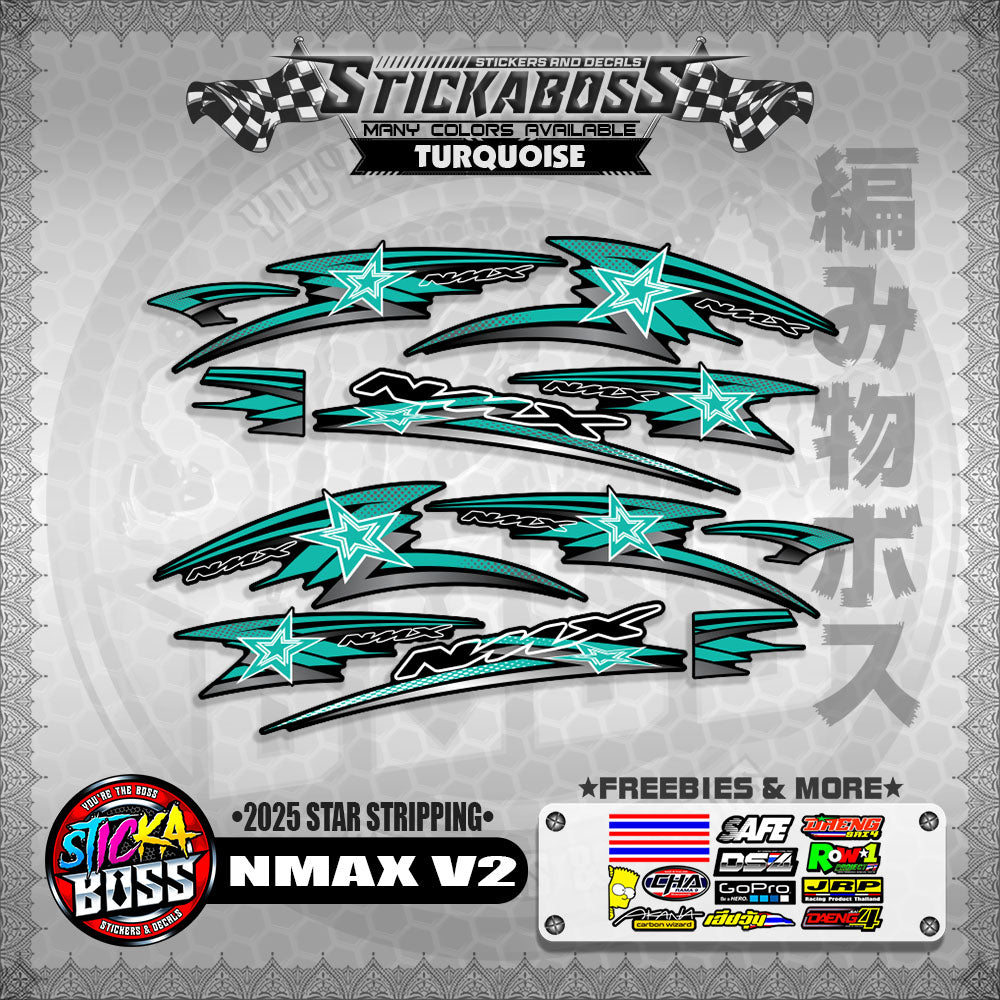 NMAX V2 STICKER DECALS ( 2025 STAR STRIPPING )【WITH FREEBIES】