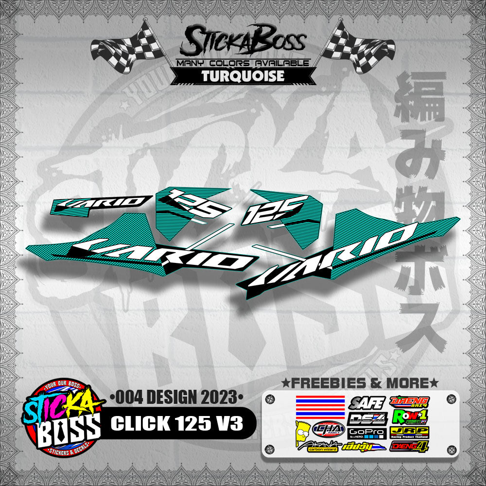 CLICK 125 V3 STOCK DECALS ( 004 DESIGN 2023 ) VARIO【WITH FREEBIES】