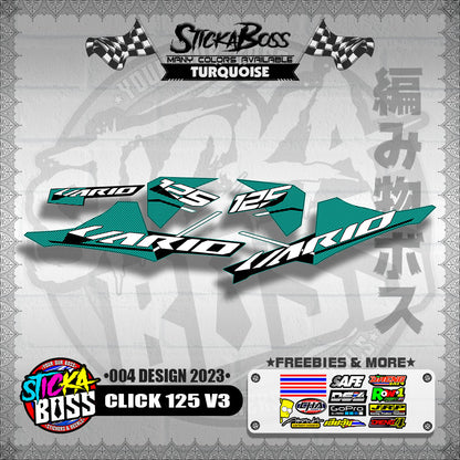 CLICK 125 V3 STOCK DECALS ( 004 DESIGN 2023 ) VARIO【WITH FREEBIES】