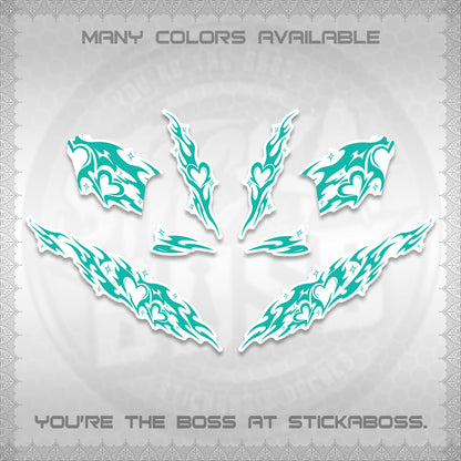 CLICK 125 V2 FOR WHITE DECALS (2026 STRIPING HEART DESIGN) STICKER KITS BY STICKABOSS