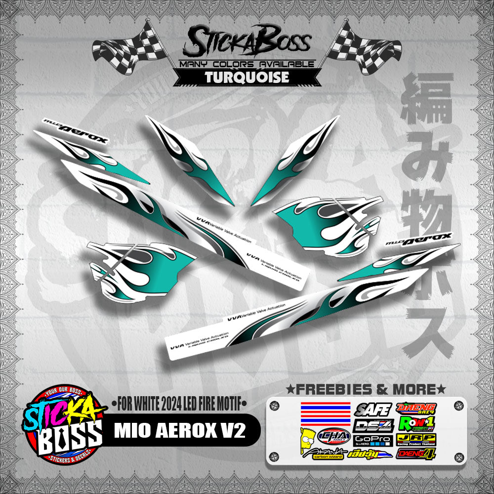 MIO AEROX V2 DECALS ( FOR WHITE 2024 LED FIRE MOTIF )【WITH FREEBIES】