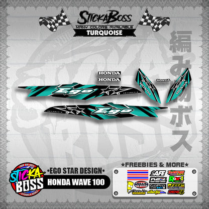 HONDA WAVE 100 DECALS ( EGO STAR DESIGN )【WITH FREEBIES】