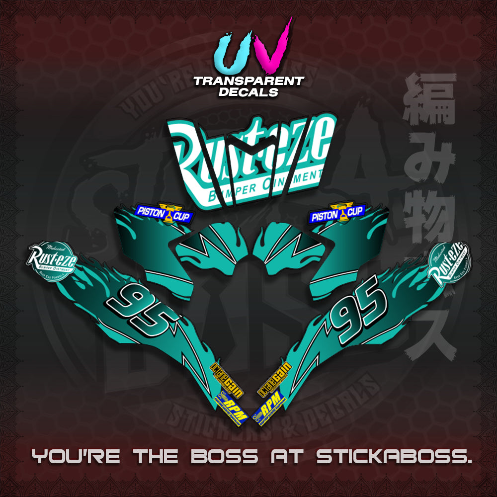 【PREMIUM UV PRINT】CLICK 125 V3 ( TRANSPARENT LIGHTING MCQUEEN DESIGN ) STICKER DECALS By STICKABOSS