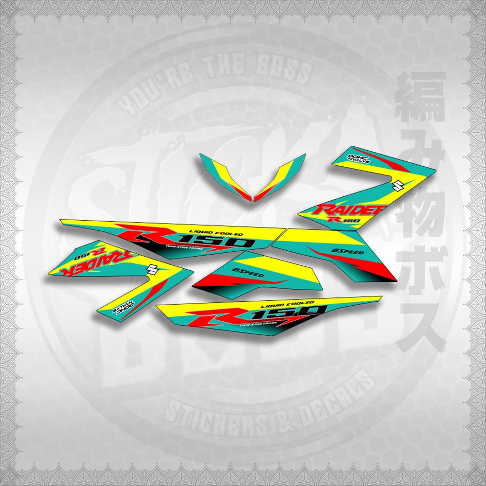RAIDER 150 FI R150 BLAZE COLOR STICKER DECALS By STICKABOSS (SOFIE LAMINATED WATERPROOF)
