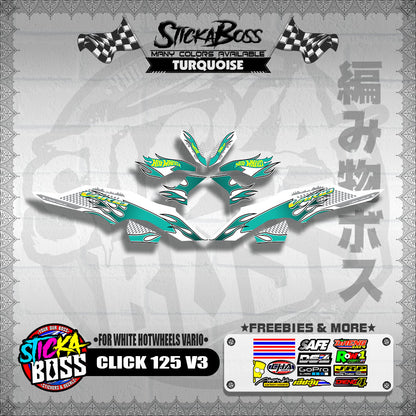 CLICK 125 V3 DECALS ( FOR WHITE HOTWHEELS VARIO )【WITH FREEBIES】