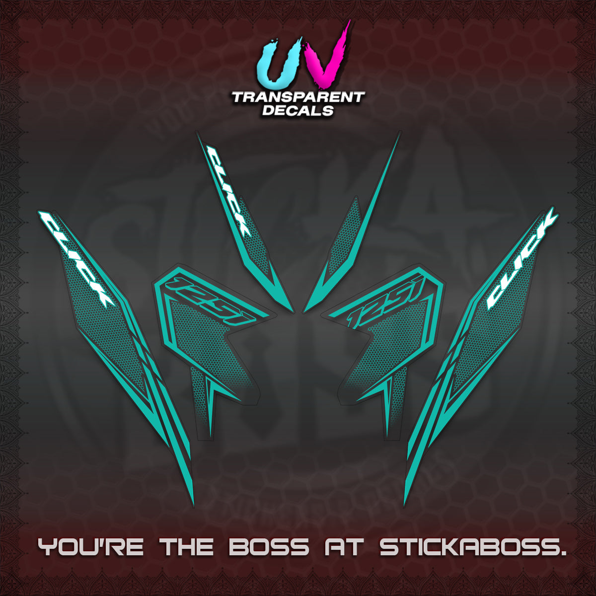 CLICK 125 V3 UV TRANSPARENT DECALS (2026 LINE UP DESIGN) STICKER KITS By STICKABOSS