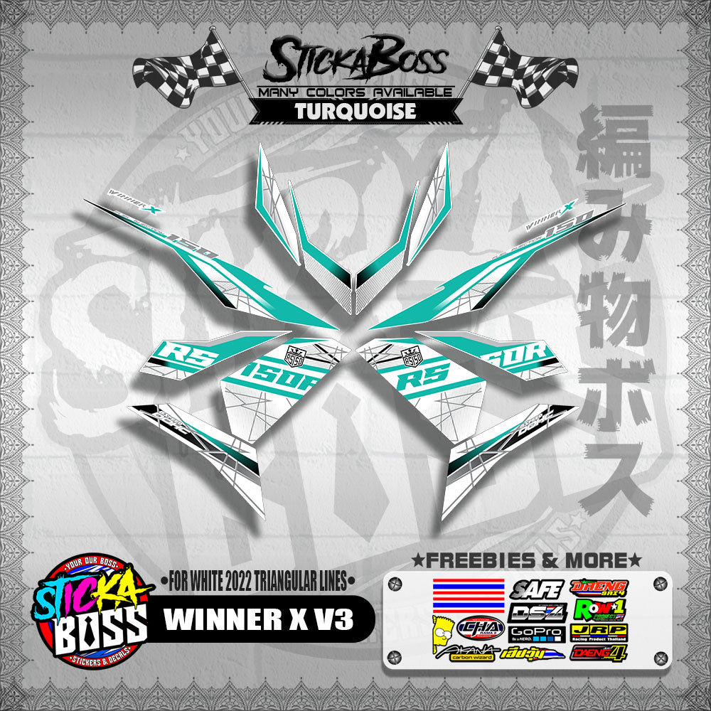 WINNER X V3 DECALS ( FOR WHITE 2022 TRIANGULAR LINES )【WITH FREEBIES】