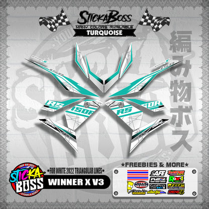 WINNER X V3 DECALS ( FOR WHITE 2022 TRIANGULAR LINES )【WITH FREEBIES】