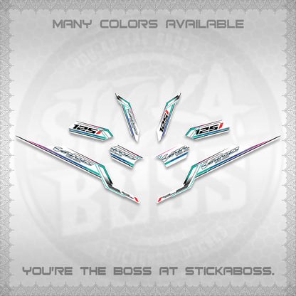 CLICK V3 VARIO STRIPING FOR WHITE DECALS (2026 SPORTS RACE DESIGN) STICKER KITS BY STICKABOSS